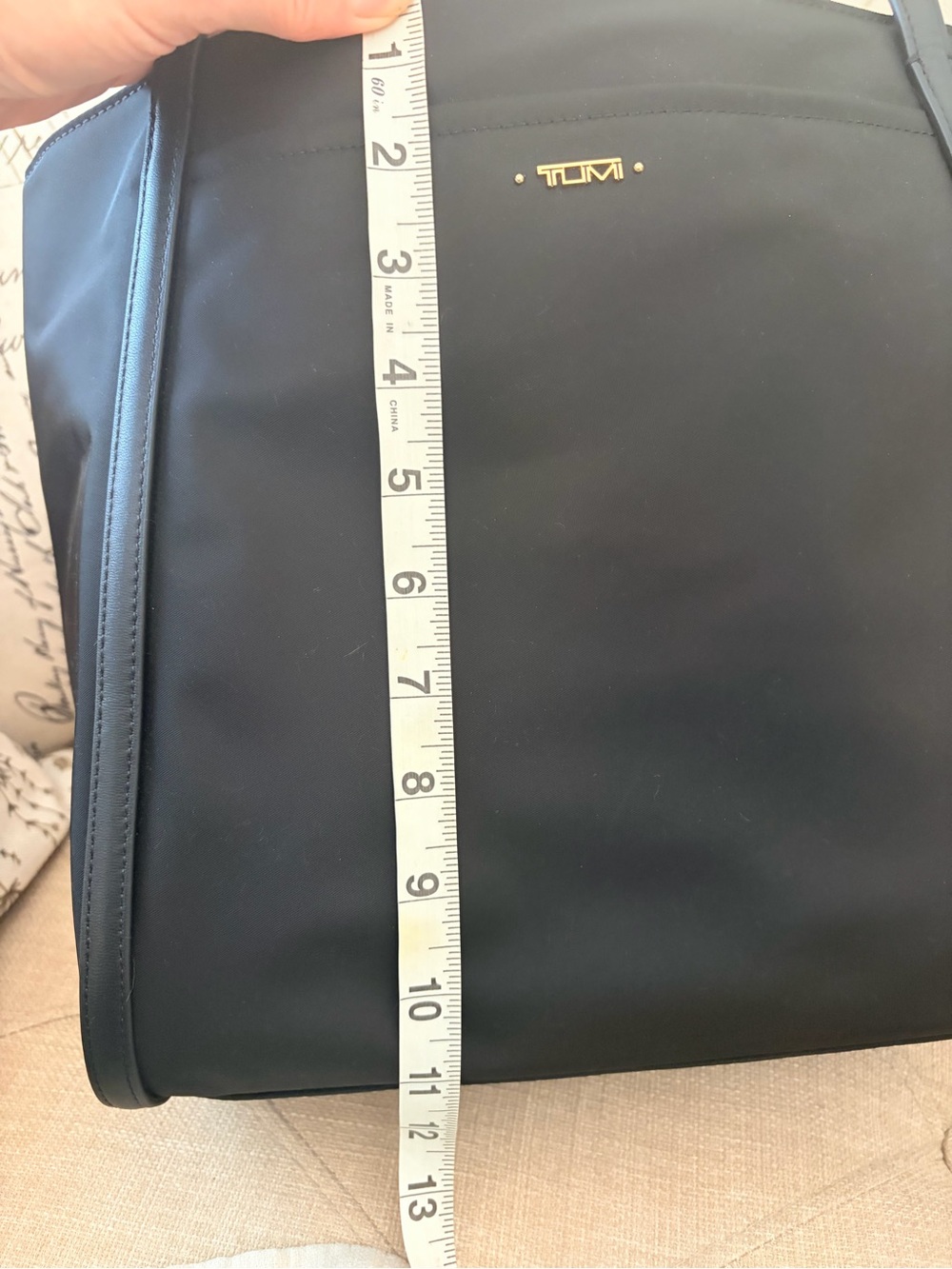 Tumi Black Nylon Tote with Gold Logo - Picture 5 of 5